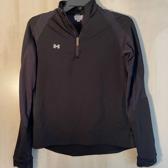 Under Armour black long sleeve top zipper pocket at wrist , size medium‎ - Picture 1 of 13